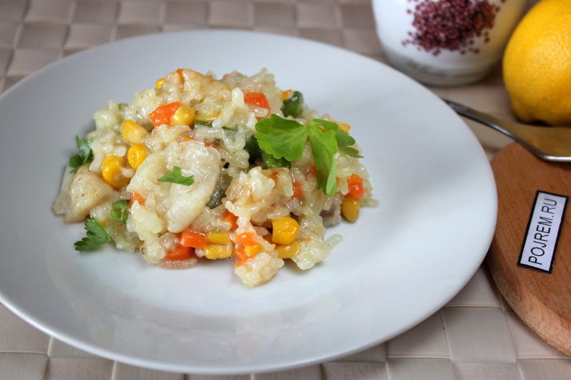 Рис с овощами и рыбой - рецепт с фото на Pojrem