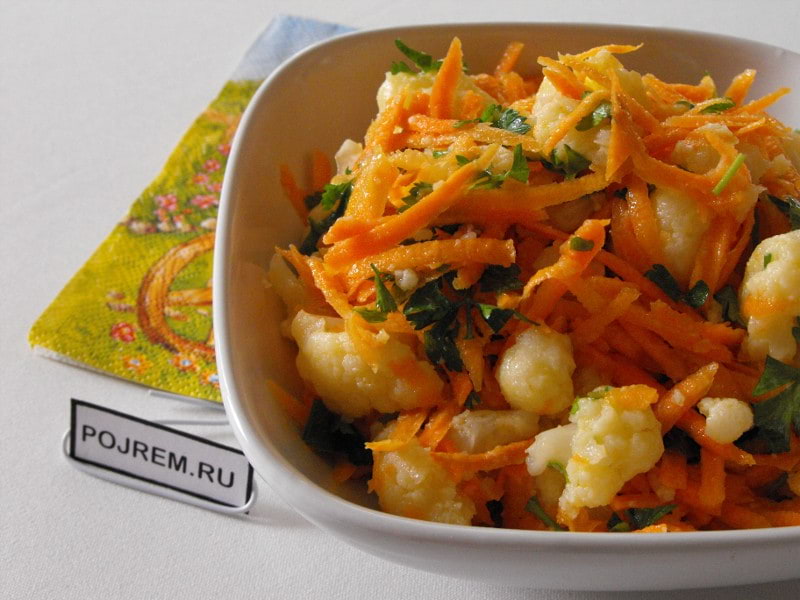 Салат из цветной капусты по-корейски с морковью | Меню недели