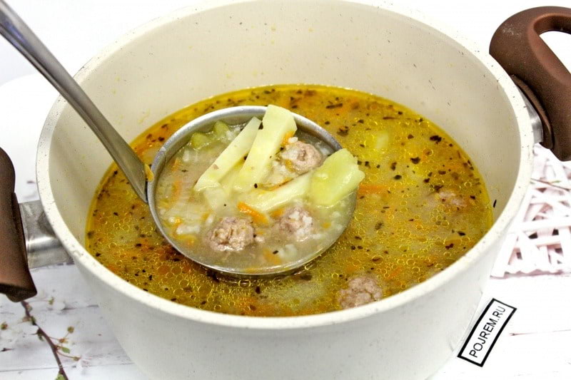 Рецепт супа с фрикадельками из фарша с фото пошагово с картофелем